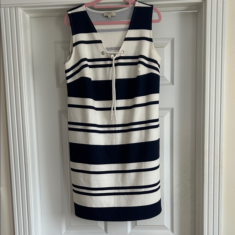 Papaya Striped Mini Dress in Navy and White